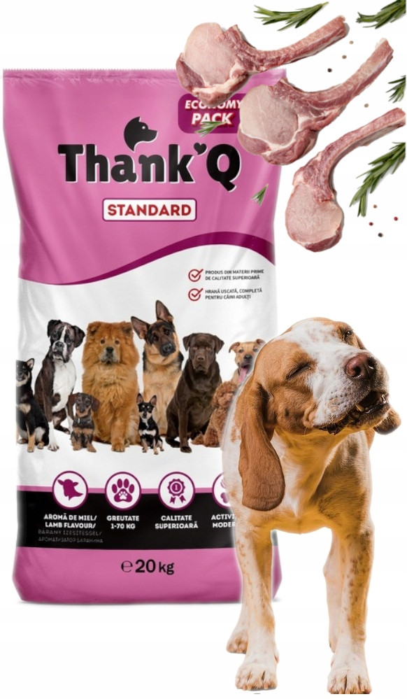 Suché krmivo pro psy Thankq Standard Jehněčí s vitamíny 20 kg