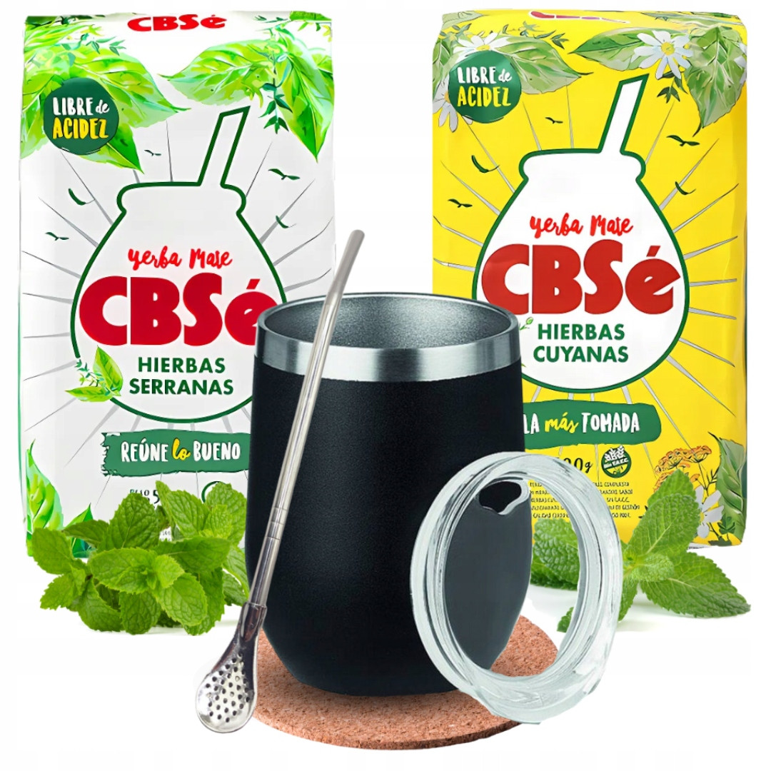 Matero sada pro Yerba Mate TermoLid Černá 350ml s víčkem Bombilla