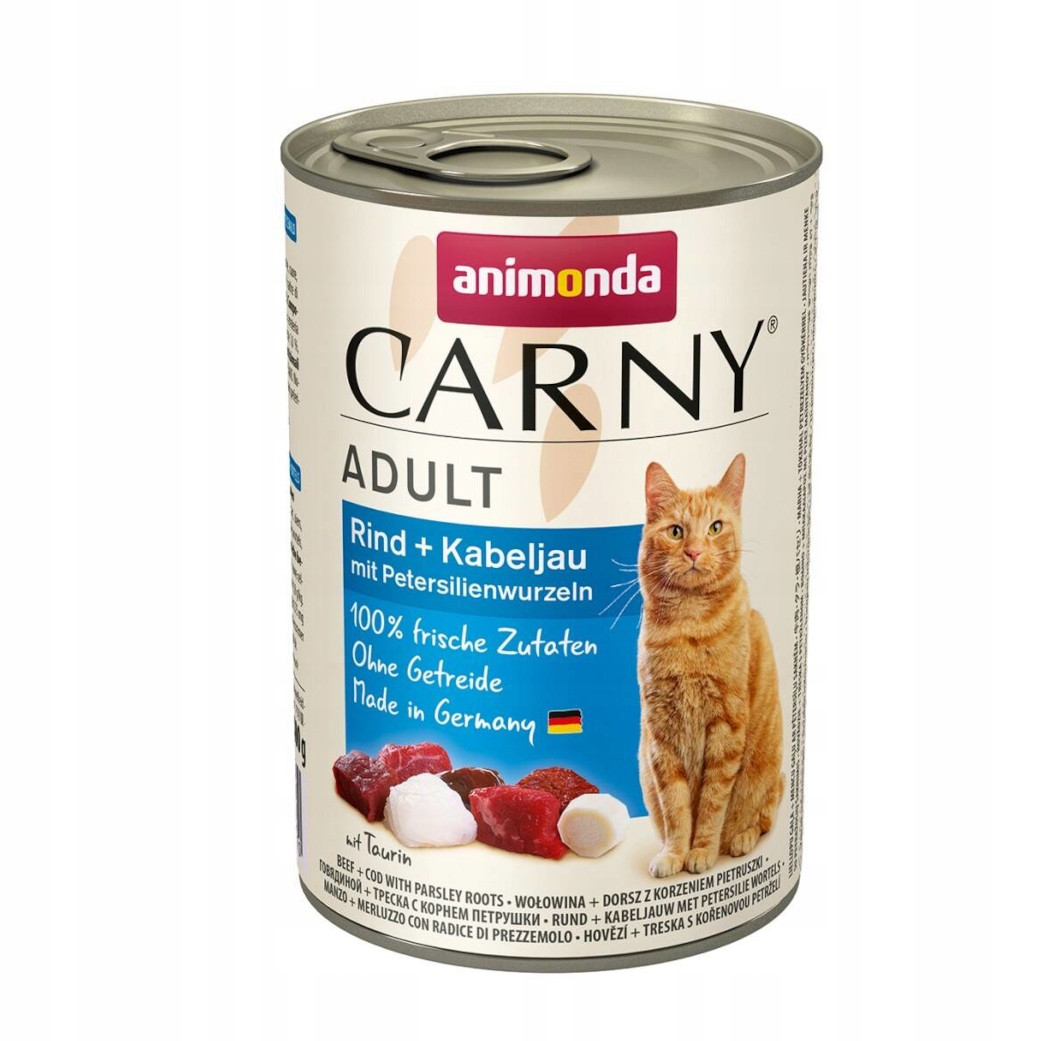 Animonda Carny Adult Hovězí Treska s kořenem 12x400g Plechovka Hypoalergenní