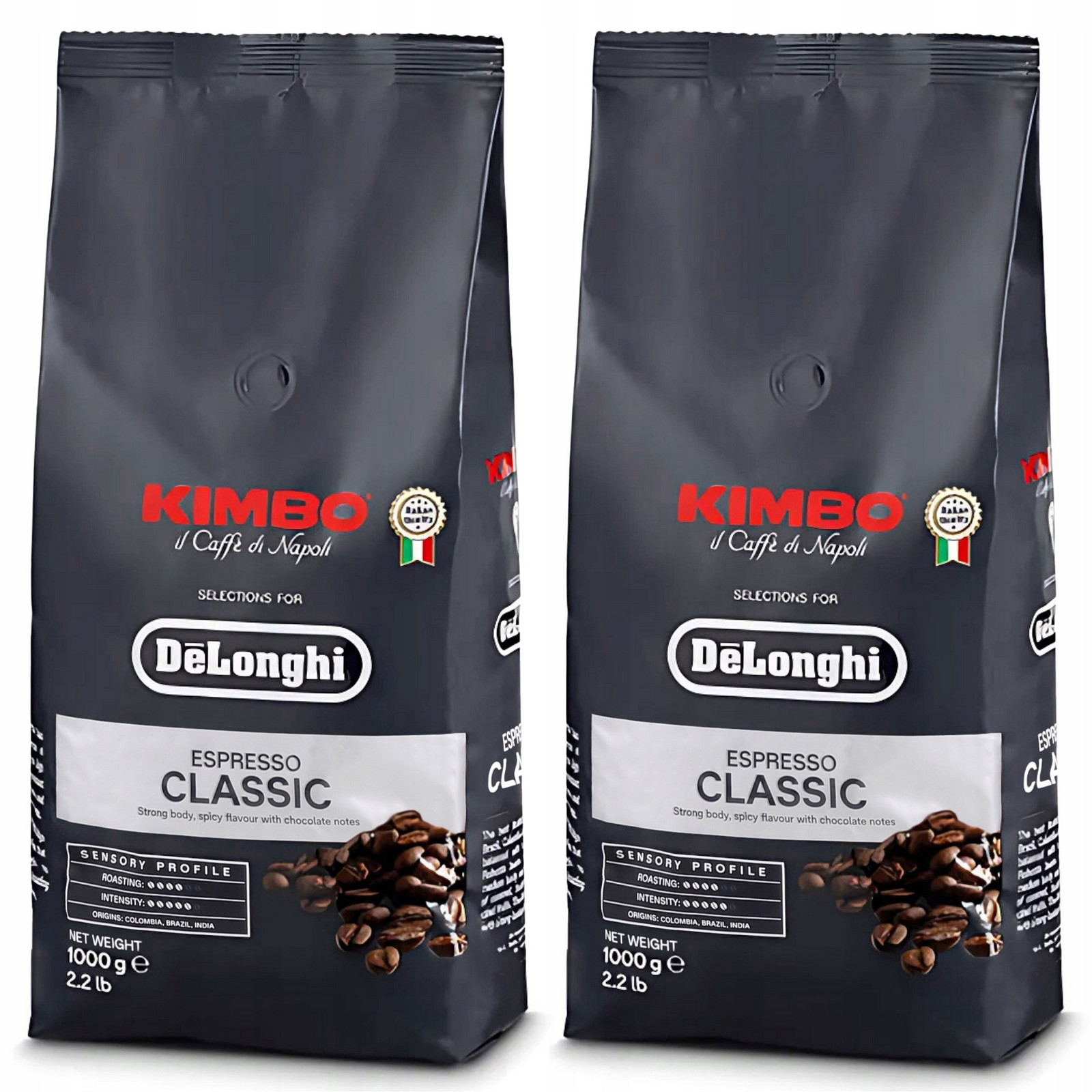 Delonghi Kimbo Espresso Classic, káva káva, středně pražená italská x2
