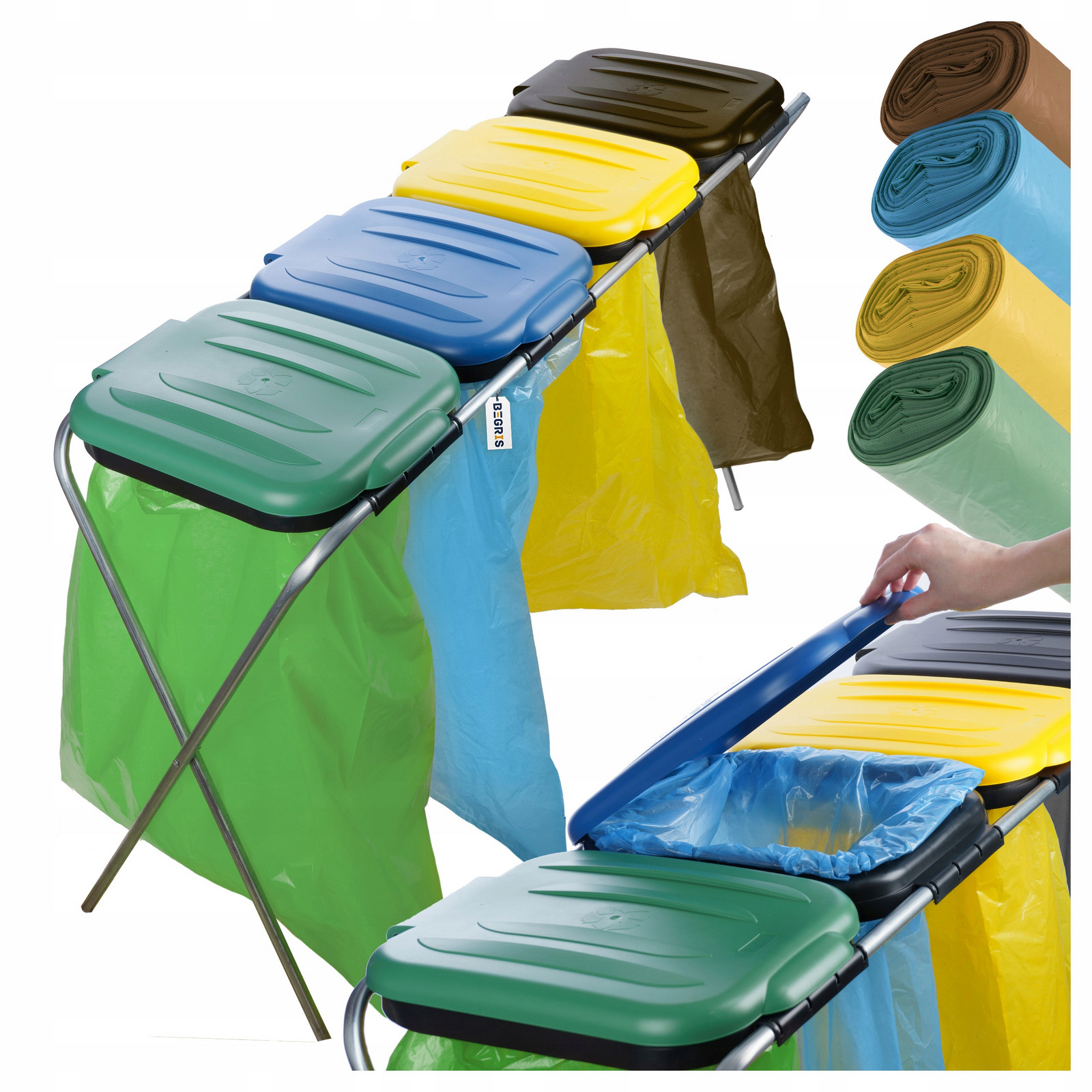 Stojan Sada S Vaky Barva Rám Koš Na Tříděný Odpad 4 Místa