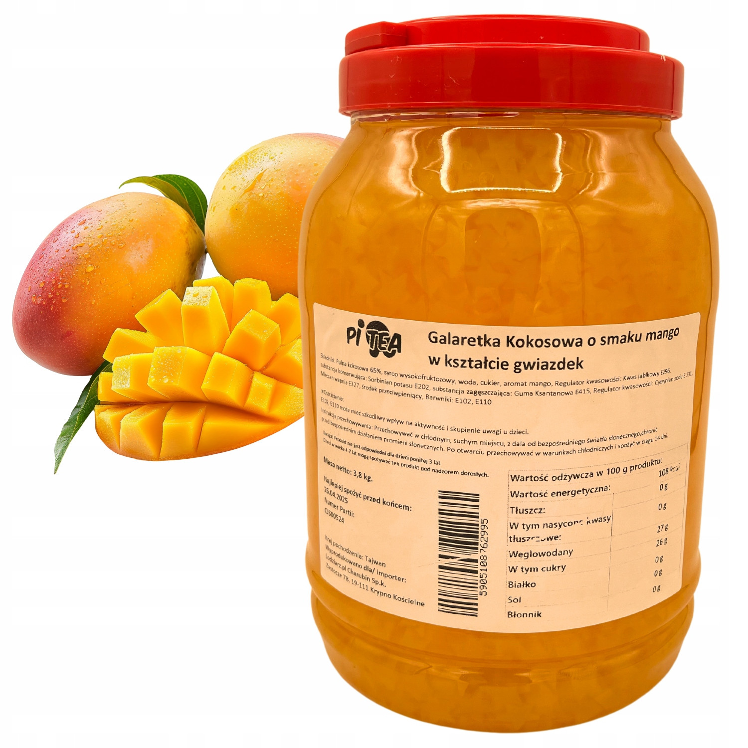 Želé Bonbony do Bubble Tea posypka na zmrzlinu 3,8 kg Mango Hvězdičky