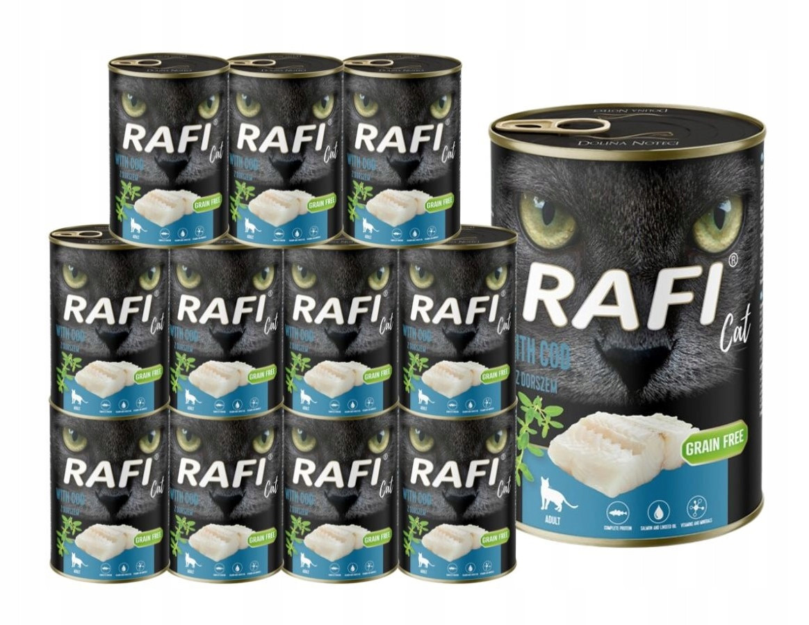 Rafi mokré krmivo pro kočky s treskou 24x400g Dolina Noteci