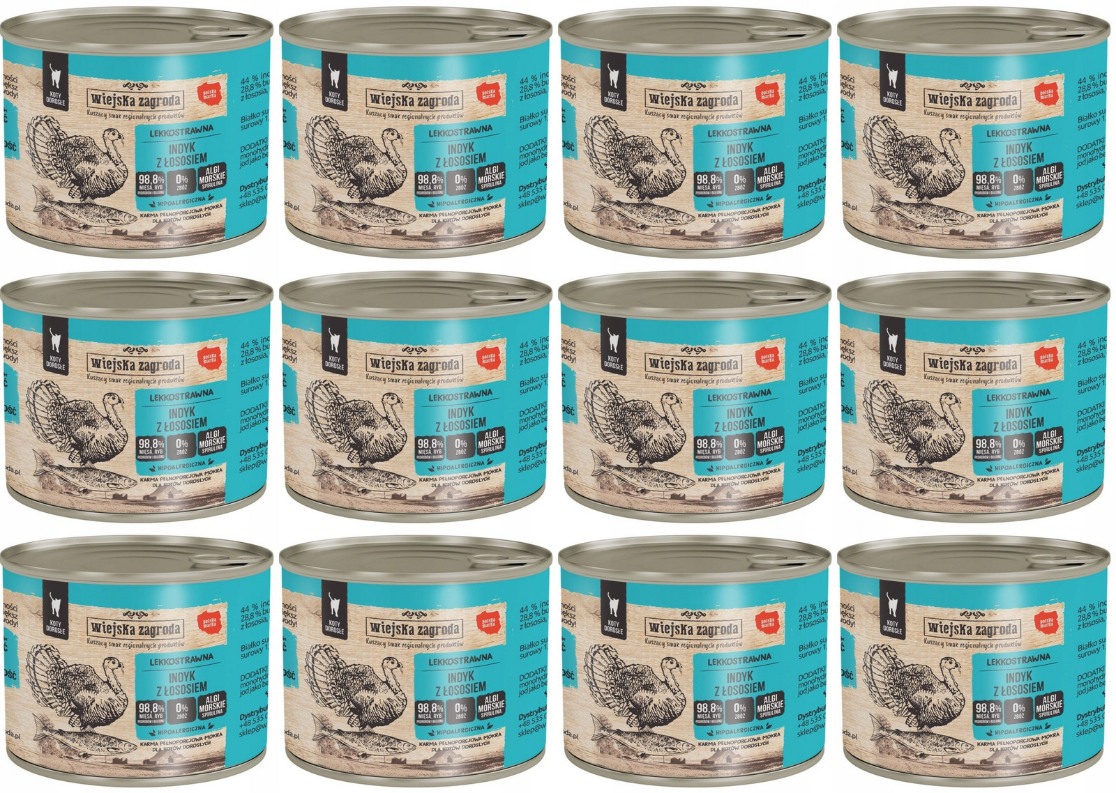 Wiejska Zagroda Kot Krůta s lososem 12 x 200 g