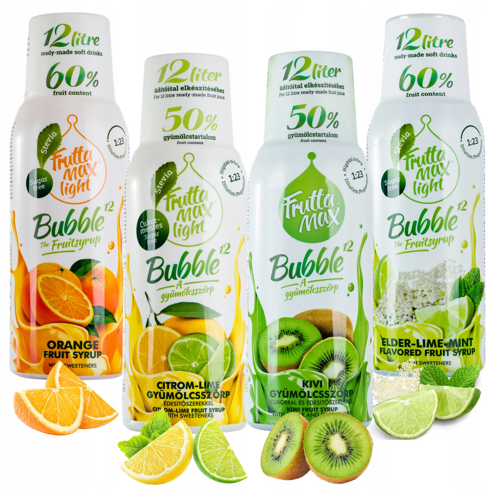 Sada 4 ovocných sirupů FruttaMax Koncentráty Light pro saturátor 500 ml