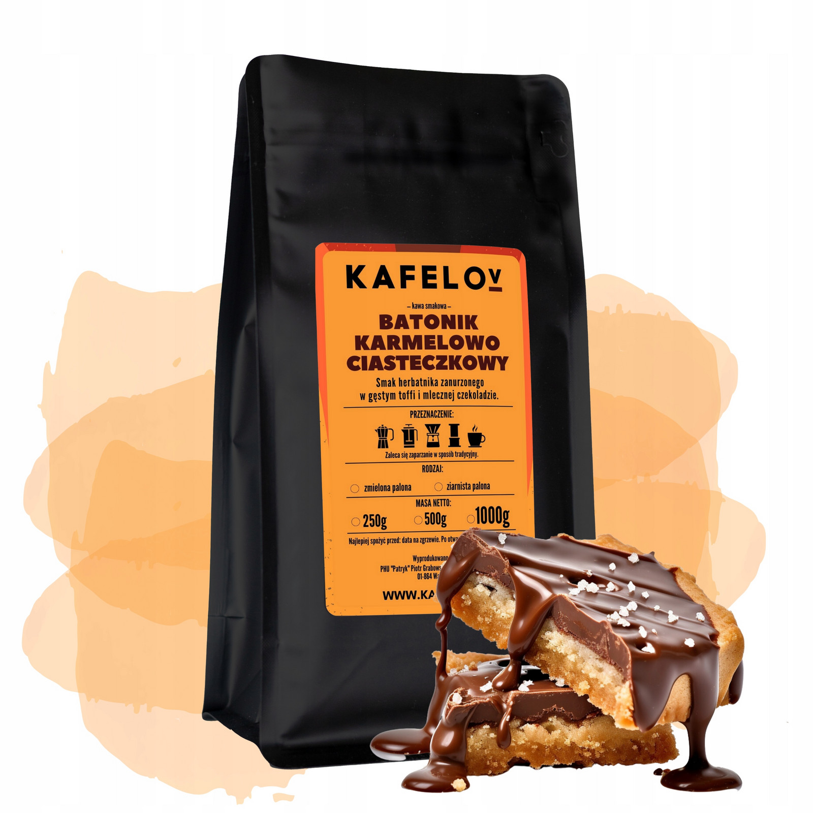 Káva ochucená mletá 1 kg Tyčinka Karamelově Cookie