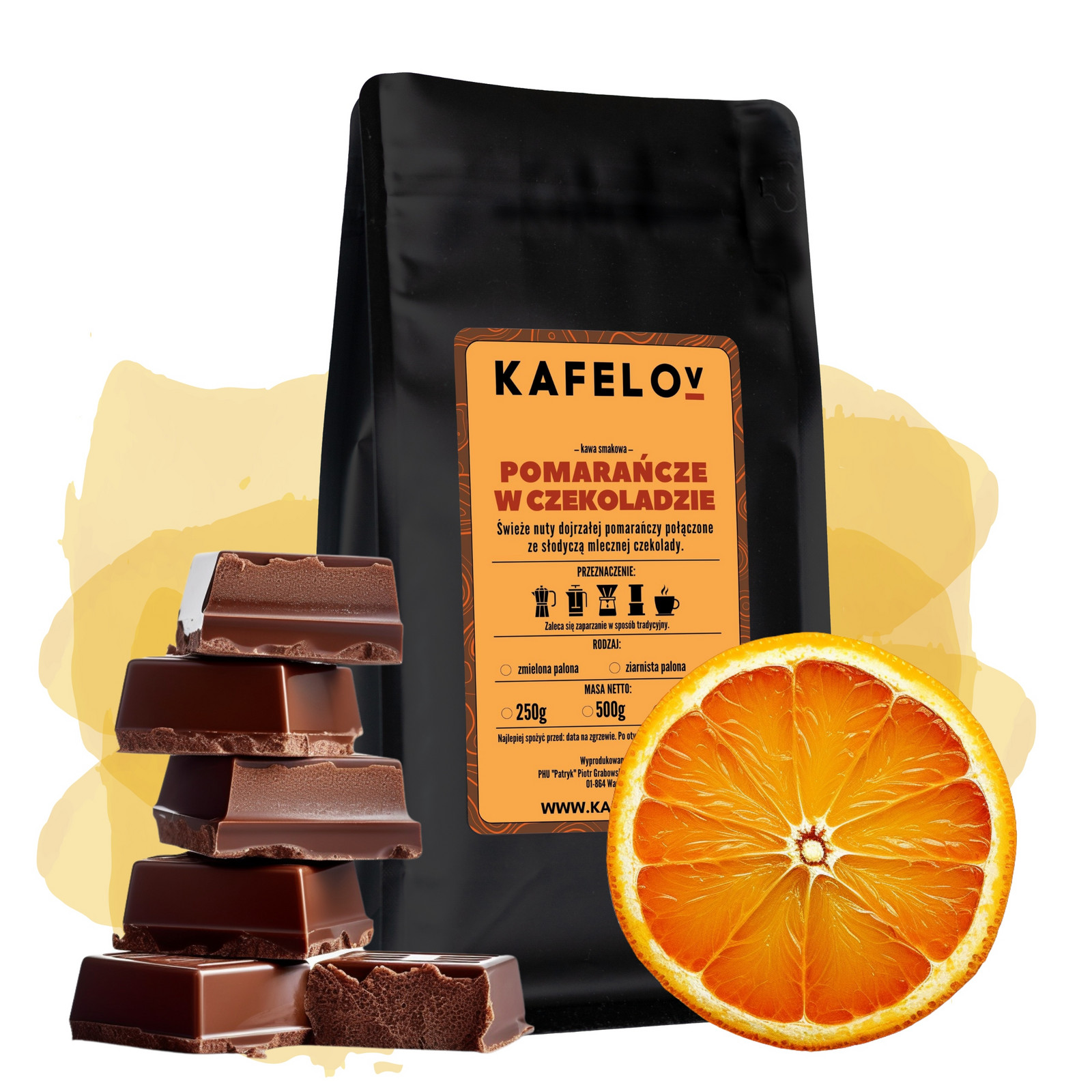 Káva zrnková ochucená 1 kg Pomeranče v Čokoládě čerstvě pražené