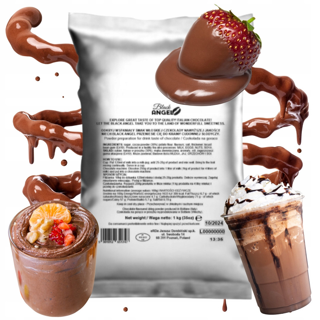 Čokoláda instantní rozpustná za tepla Black Angel 1KG čokoládový nápoj