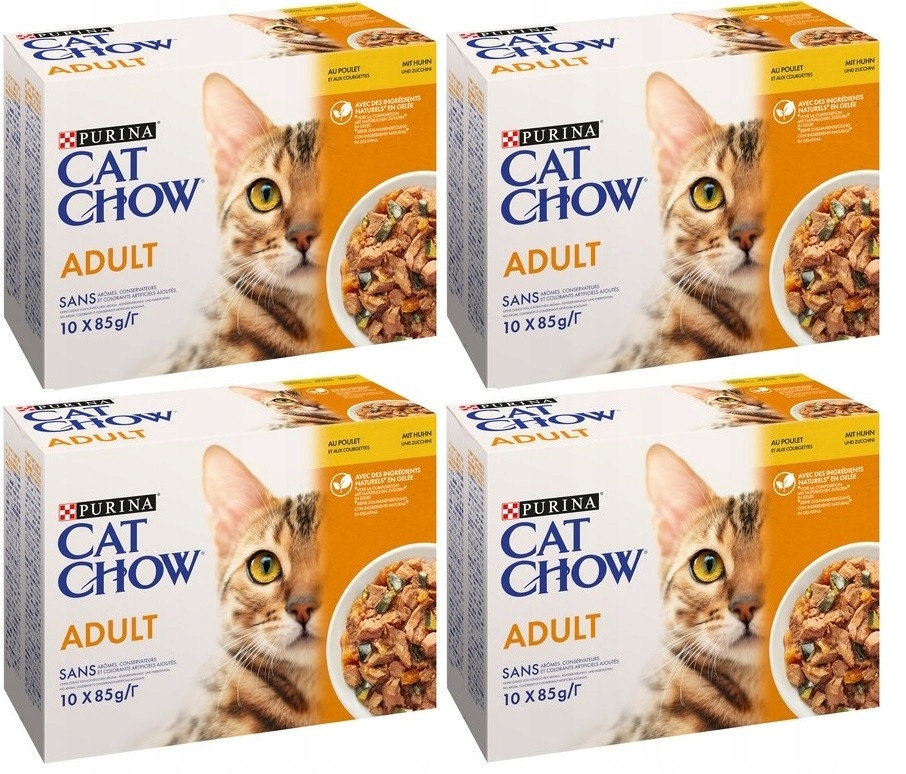 Purina Cat Chow mokré krmivo pro kočky kuře s cuketou želé 40 x 85 g