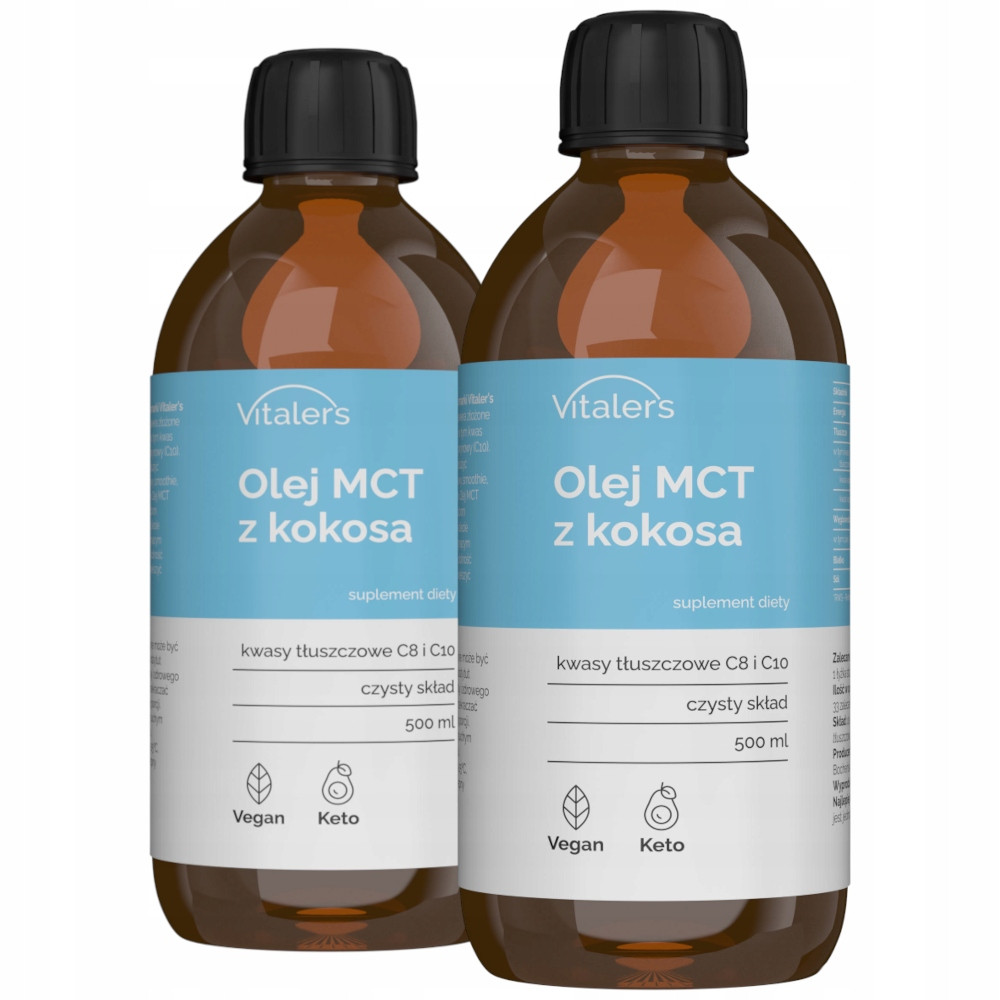 2x Mct olej z kokosu Vitaler's Kyselina kaprylová C8 Kaprinová C10 Keto 500 ml