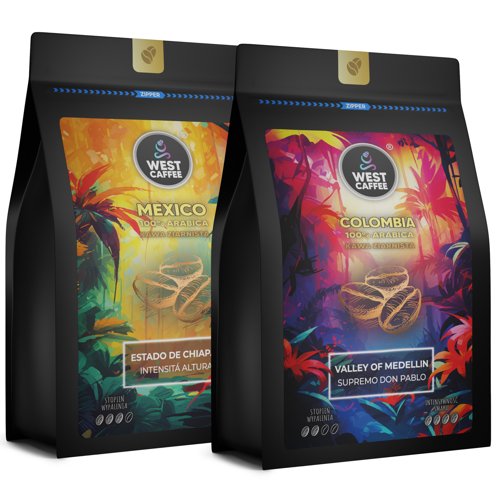 Káva Zrnková 2x250G Set Kolumbie Mexiko 100% Arabica Čerstvě pražená