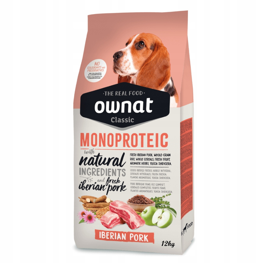 Ownat Iberian Pork 12 kg Monoproteinové Krmivo pro psy bohaté na vepřové maso