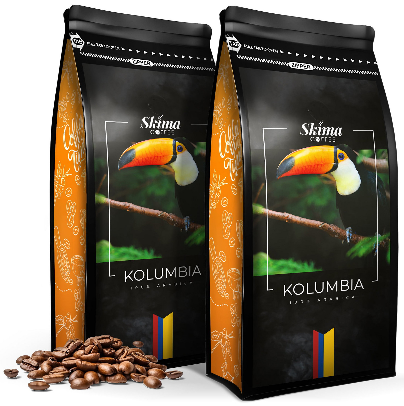 Káva zrnková 2x1 kg Kolumbie 100% Arabica Čerstvě pražená do kávovaru+BONUS