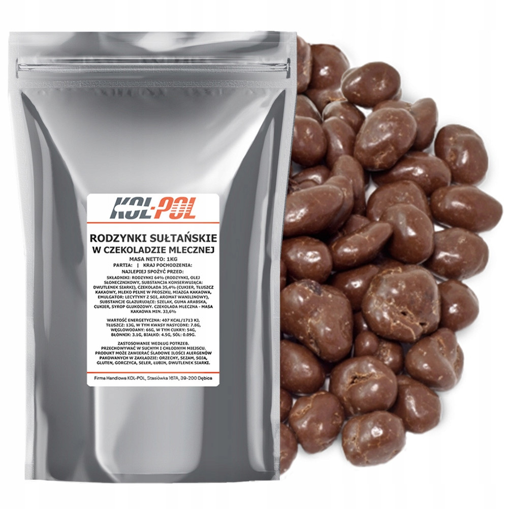 Rozinky v Mléčné čokoládě 1kg Rozinky sultánky kvalita Kol-Pol