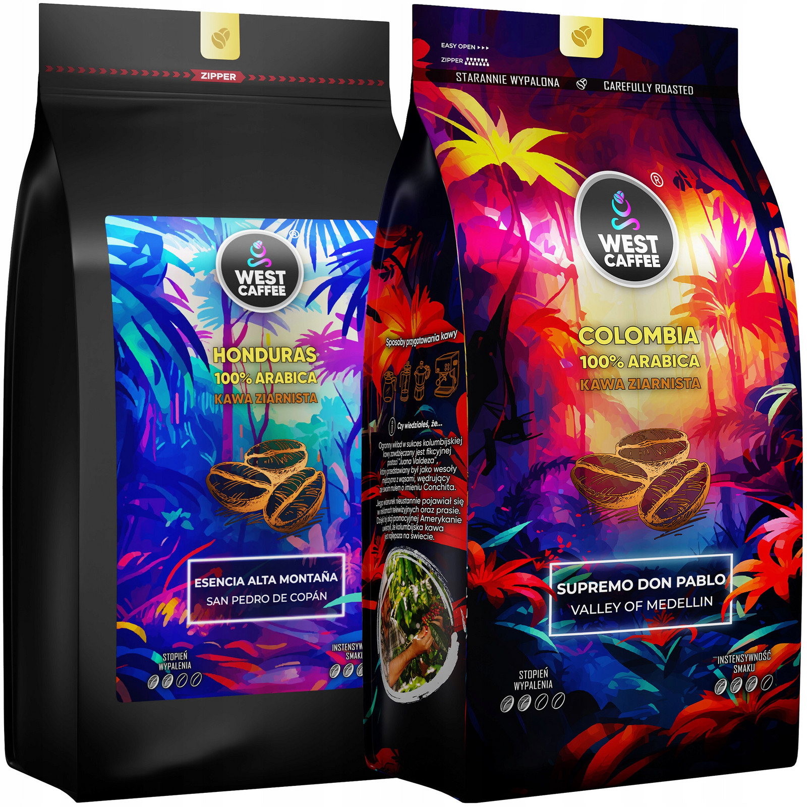 Káva Zrnková Set 2kg Honduras Kolumbie 100% Arabica Čerstvě Vypálená