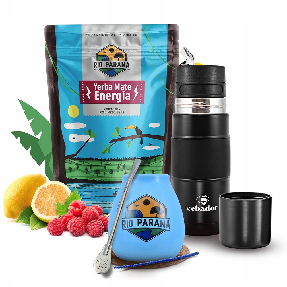 Set Yerba Mate Rio Parana Energie Yerbomos X Cebador 500g 0,5kg
