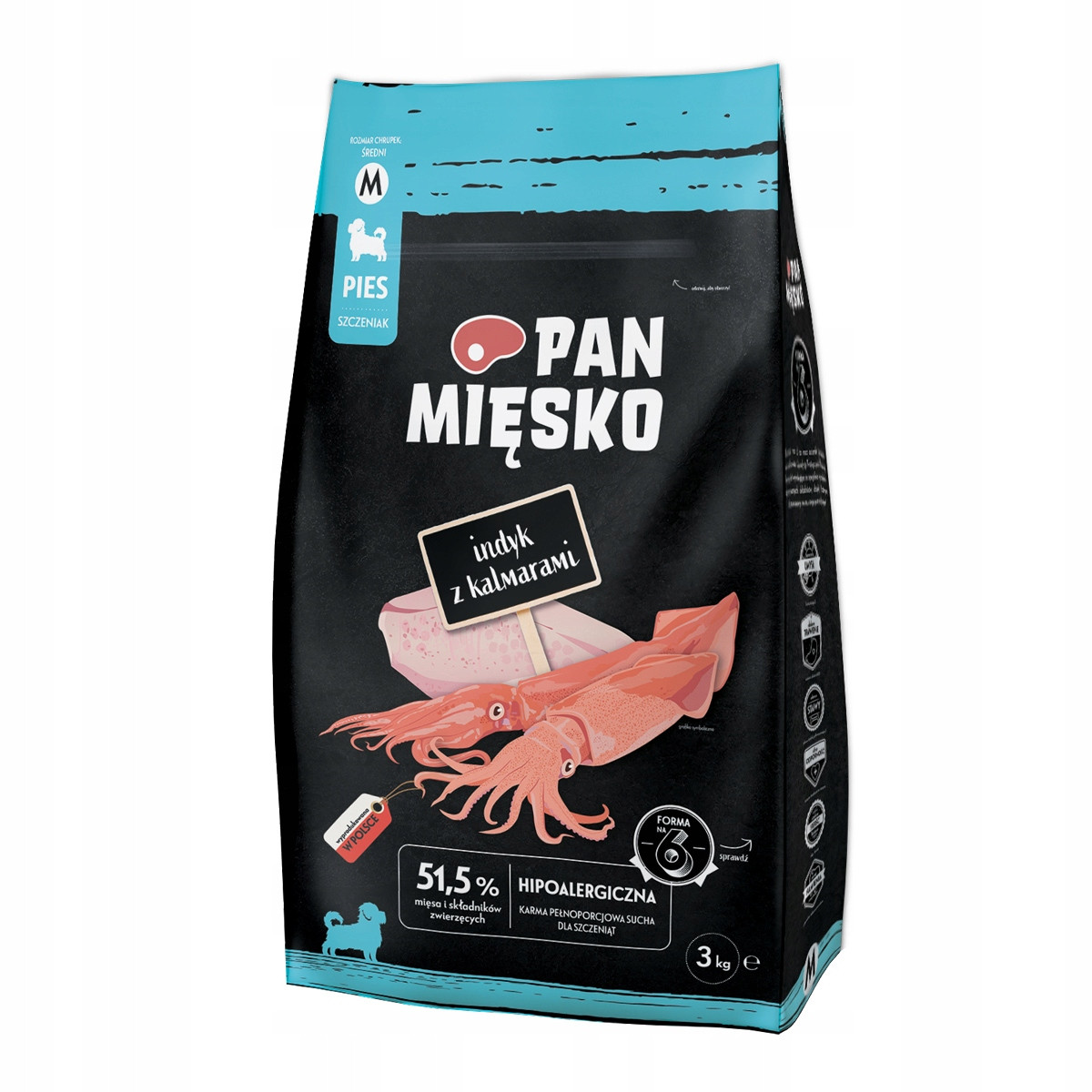 Krmivo pro štěňata – krůta a kalamáry, křupky M 3 kg