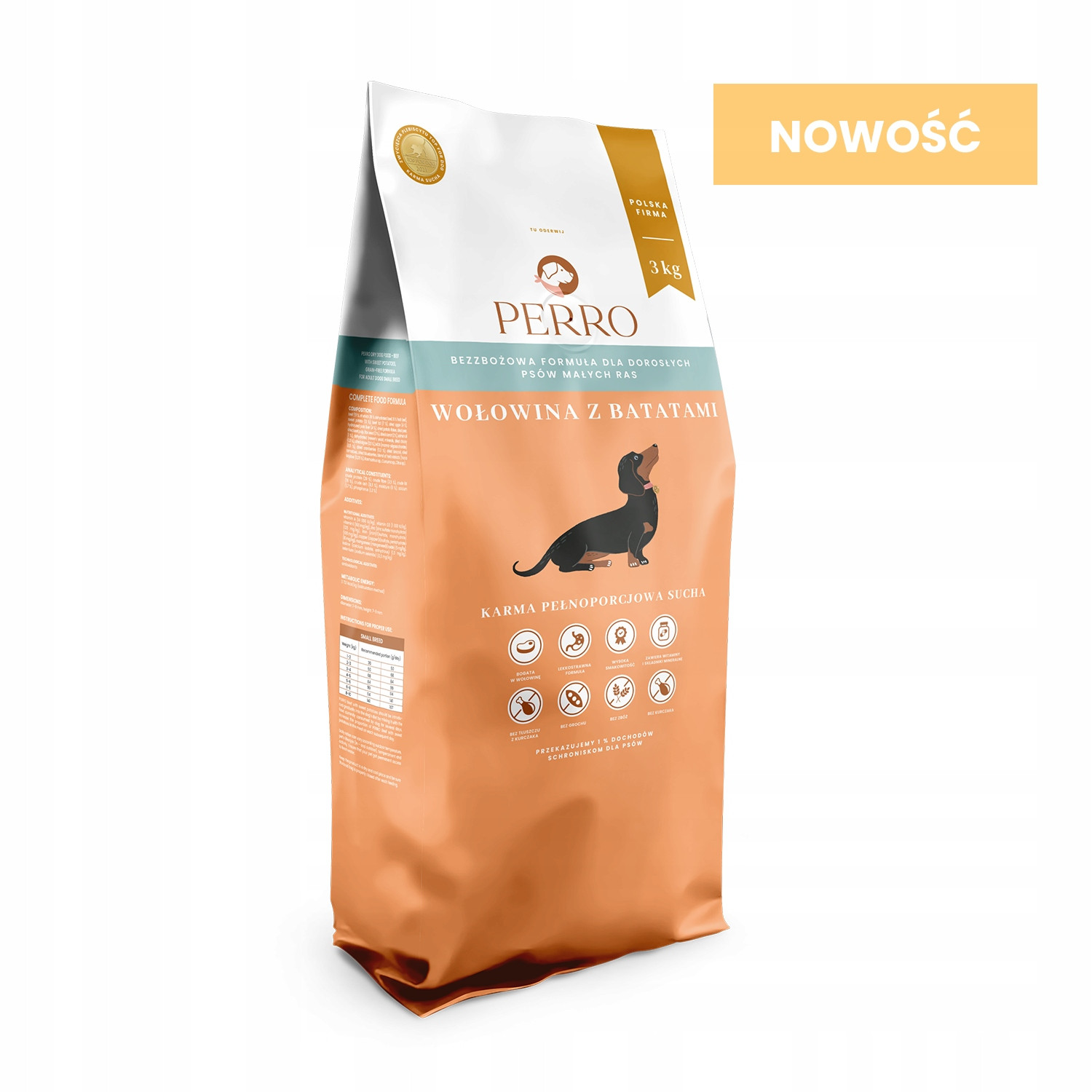 Perro Hovězí maso s batáty pro malá plemena 3 kg