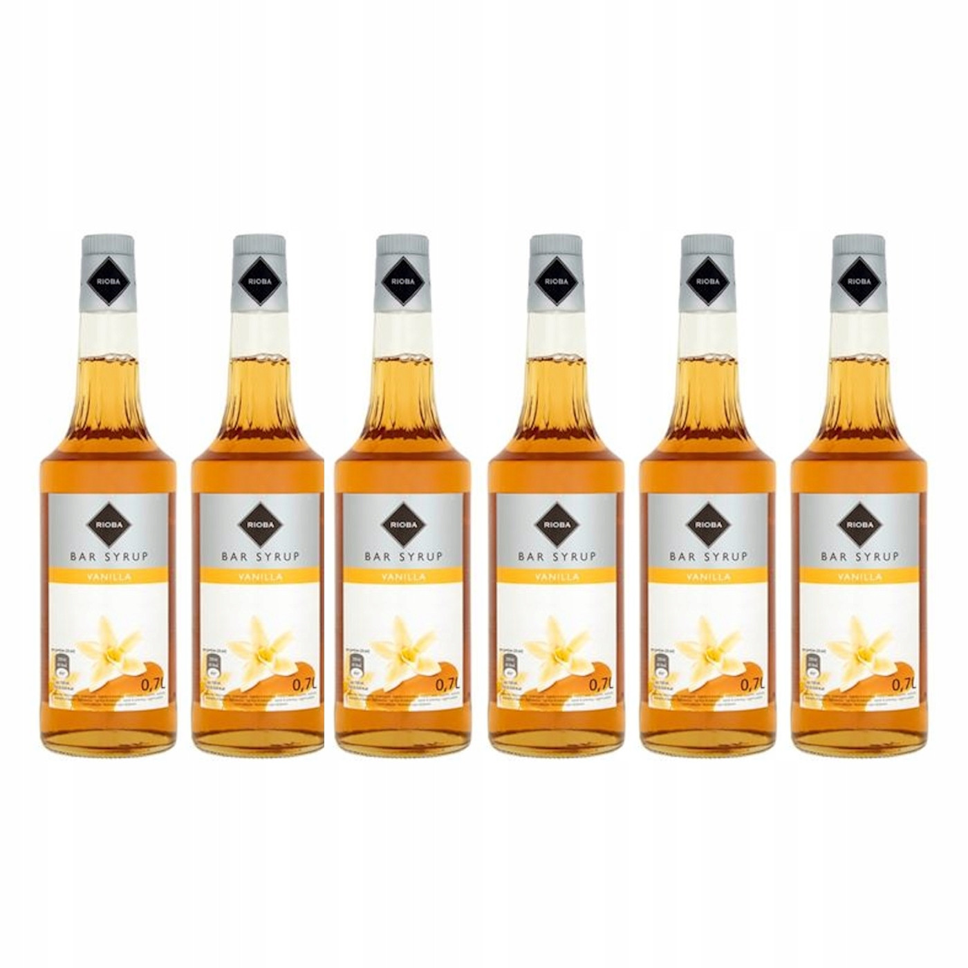 6x barmanský sirup Rioba na nápoje Vanilka 0,7 l