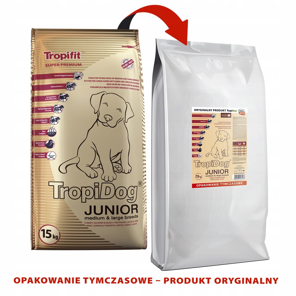 Tropidog Premium Junior Krůta Losos 15kg