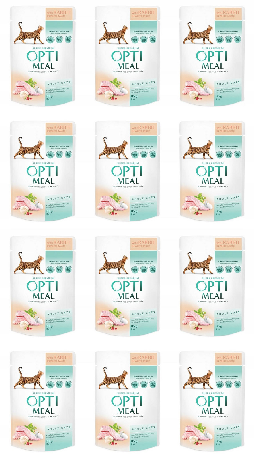 Mokré krmivo pro kočky Optimeal králík 12x0,085 kg