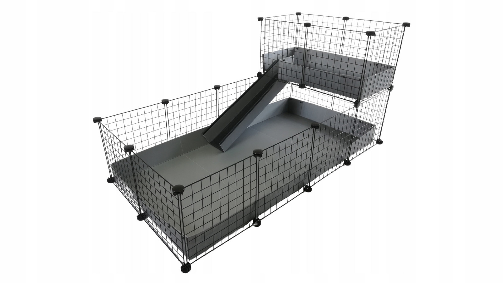 Modulární klec pro hlodavce C&C 4x2 Loft 2x1 Rampa šedá 75 x 61 x 75 cm