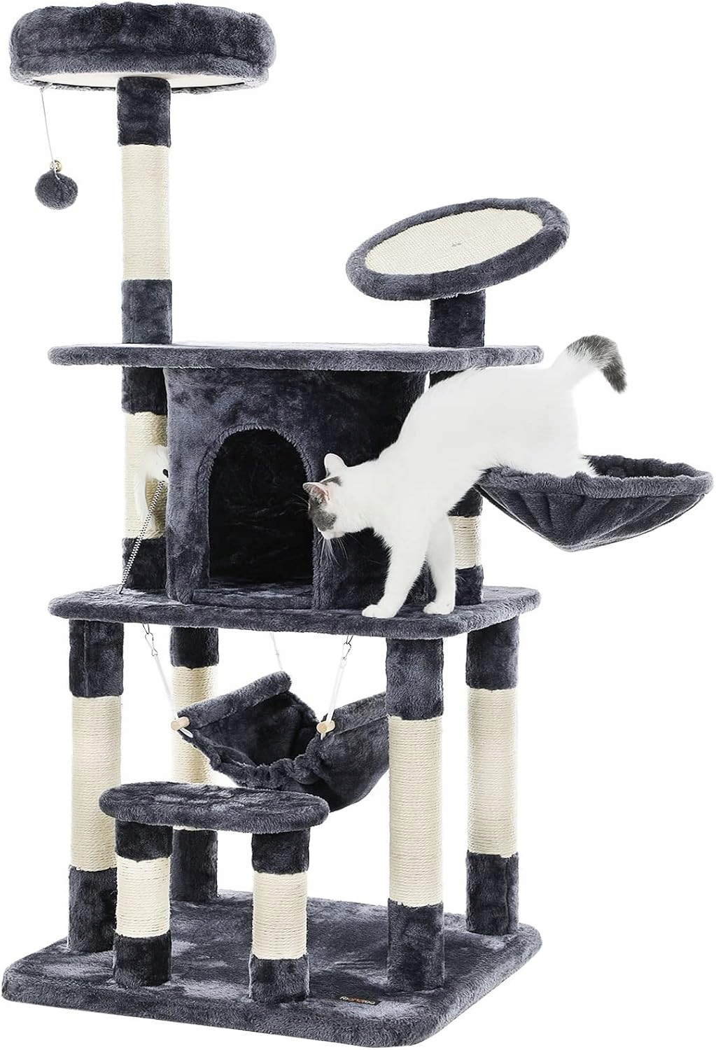 Škrabadlo Pro Kočky S Houpacím Pelíškem A Domečkem Kočičí Dětské Hřiště