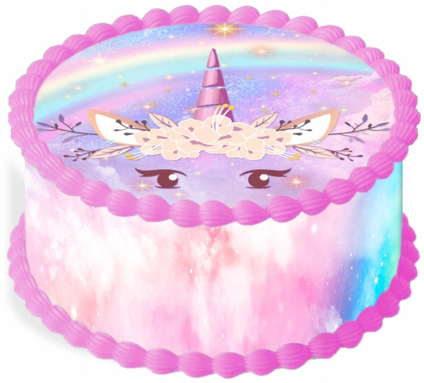 oplatek na dort 29 cm Jednorožec Unicorn Duhový