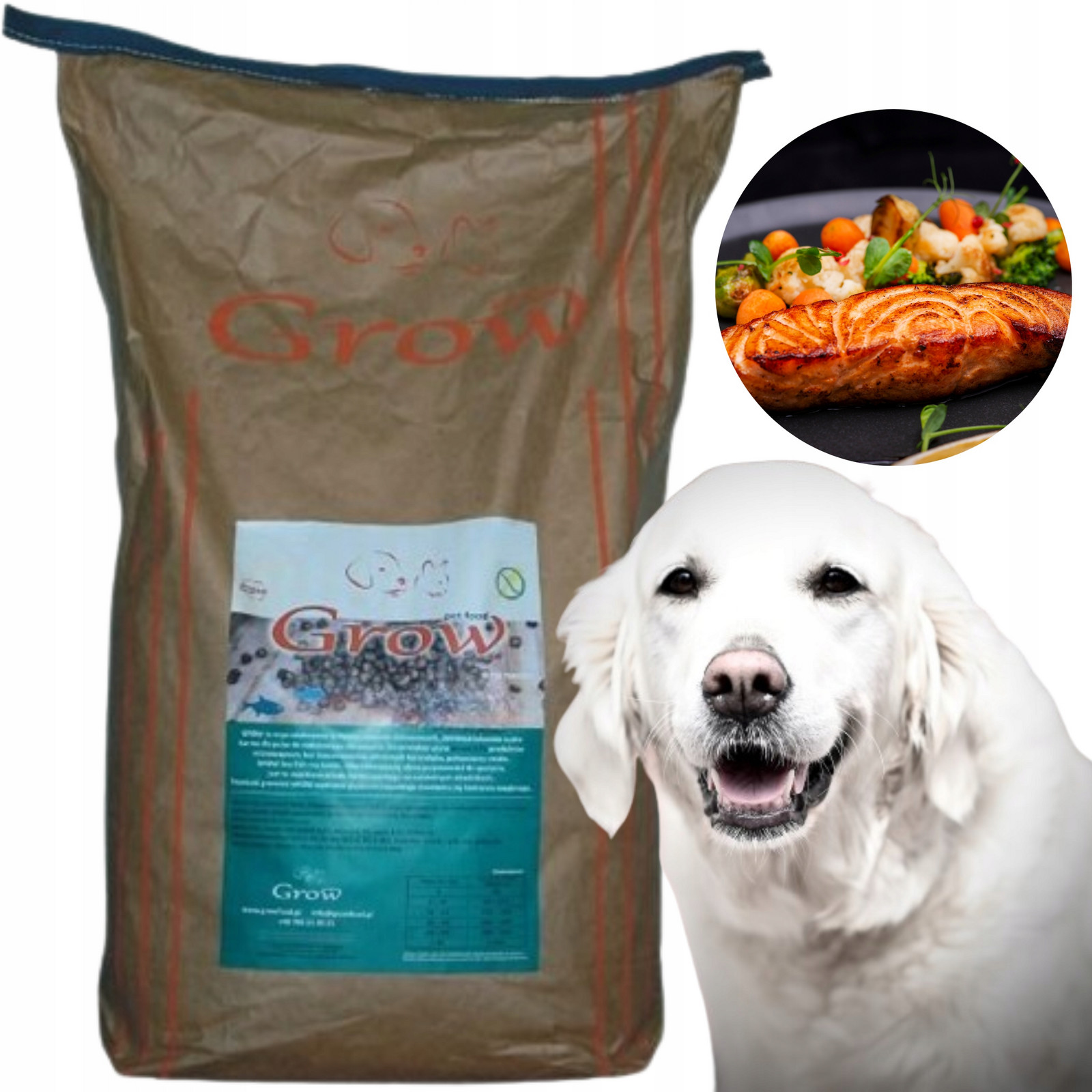 Grow Ryba Mořská Junior L Suché Krmivo pro štěňata 14 kg