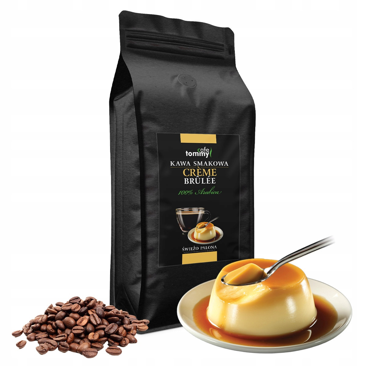 Káva ochucená Creme Brule 1kg Zrnková 100% Arabica Čerstvě pražená Tommy