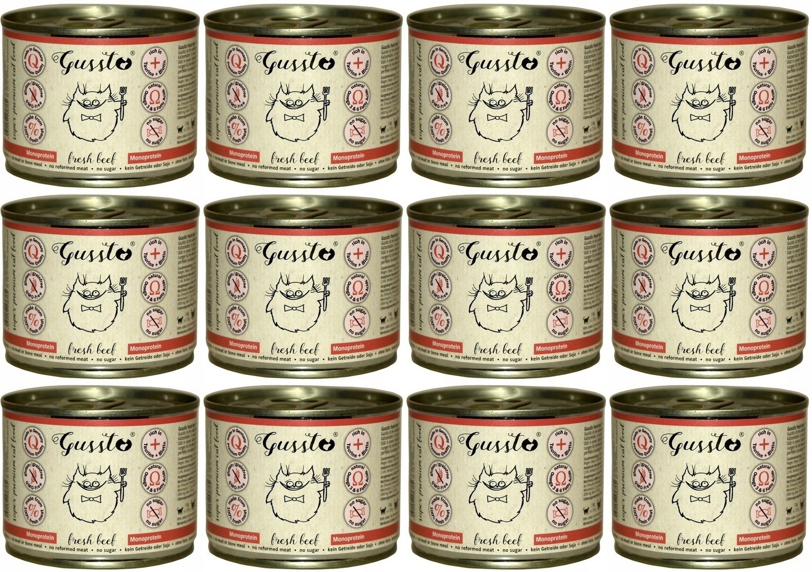 Gussto Cat čerstvé hovězí maso 12 x 200 g