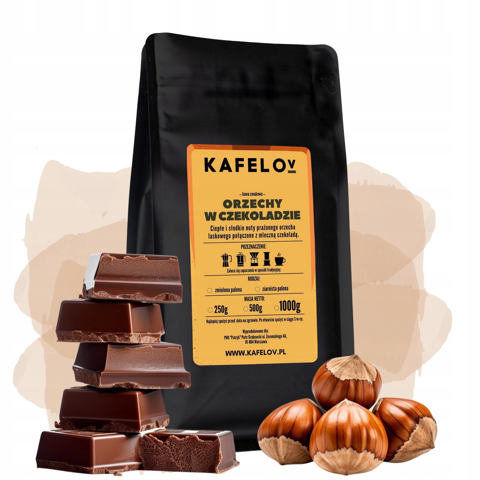 Káva Kafelov Ořechy V Čokoládě 1000G Zrnitá