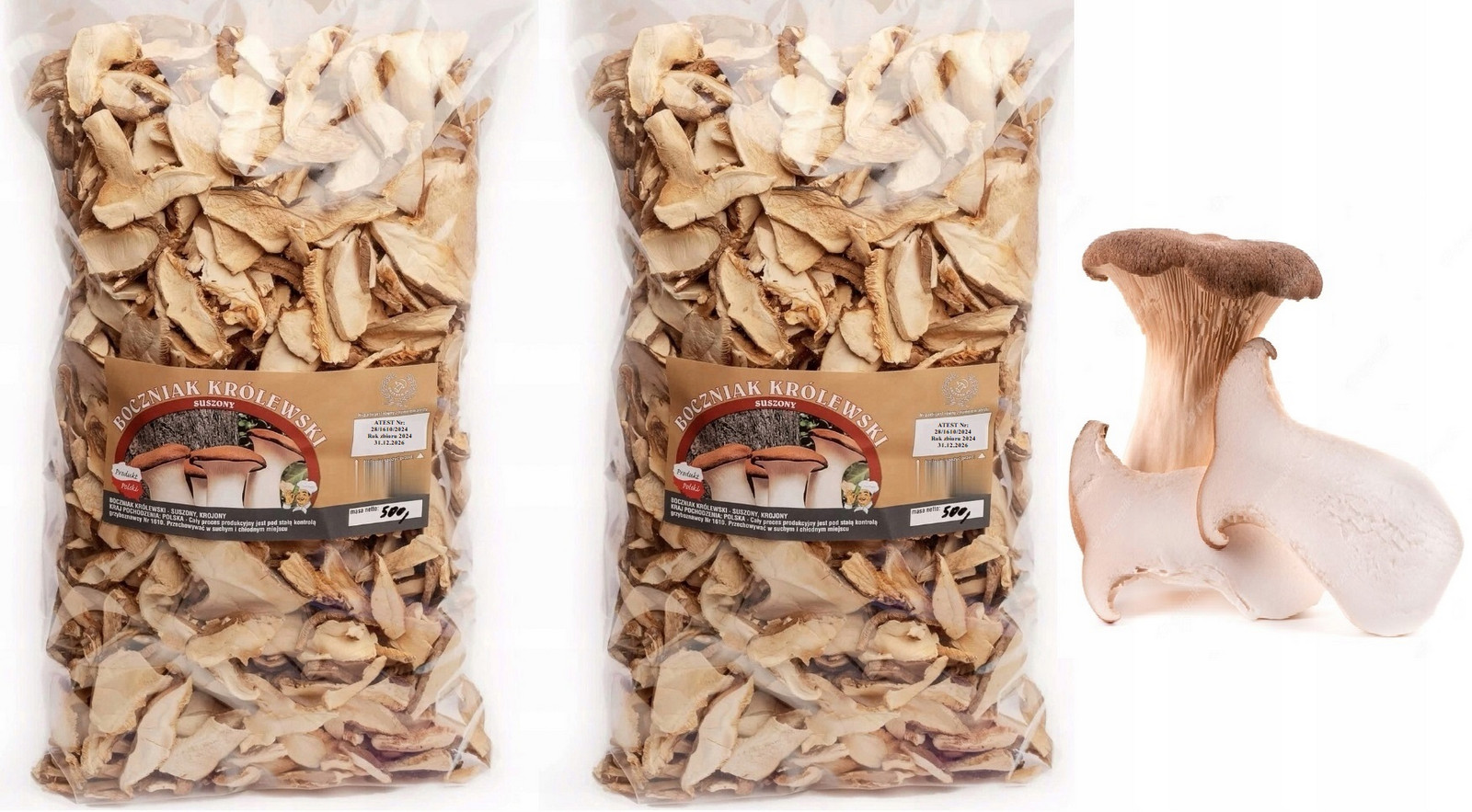 Hlíva Královská Krájená 1kg Polský Atest 2024 Nová Sklizeň sušené houby