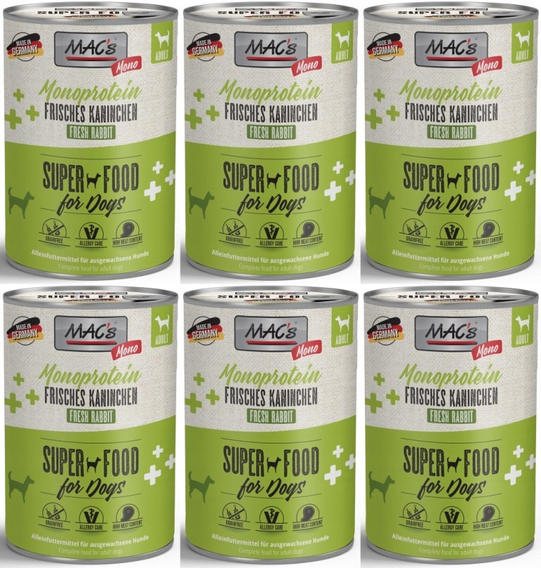 MAC's Pes Monoprotein Králík 6 plechovek 400 g
