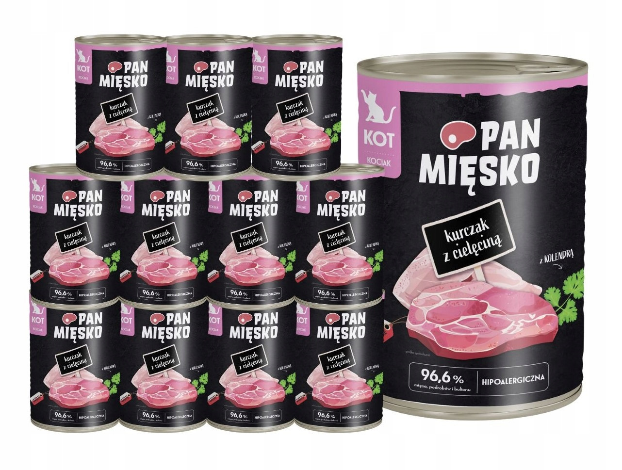 Pan Mięsko Krmivo mokré pro koťata Kuře s telecím masem 12x400g