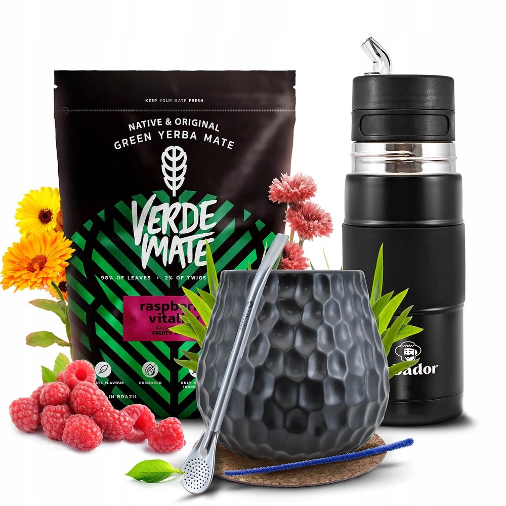 Sada Yerba Verde Mate Raspberry Vitality 500g 0,5kg Yerbomos X All In One