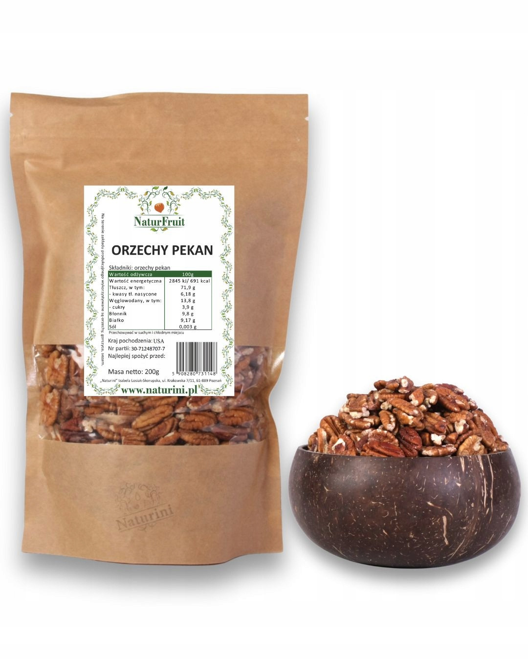 Pekanové Ořechy Kvalita Pecan 1KG NaturFruit