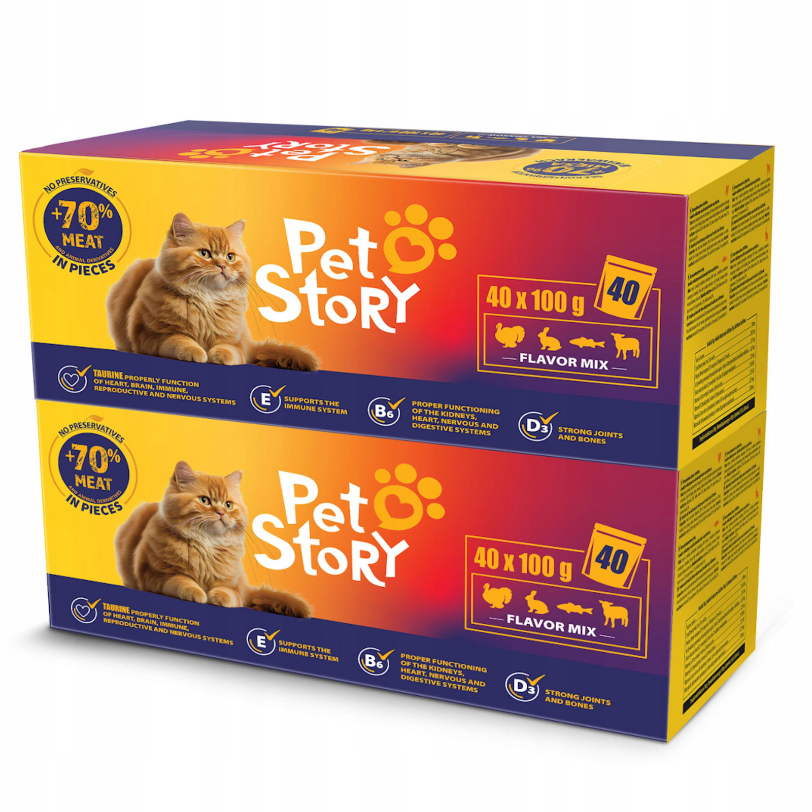 Petstory krmivo pro kočky mix chutí 70% Masa sada 80x100g