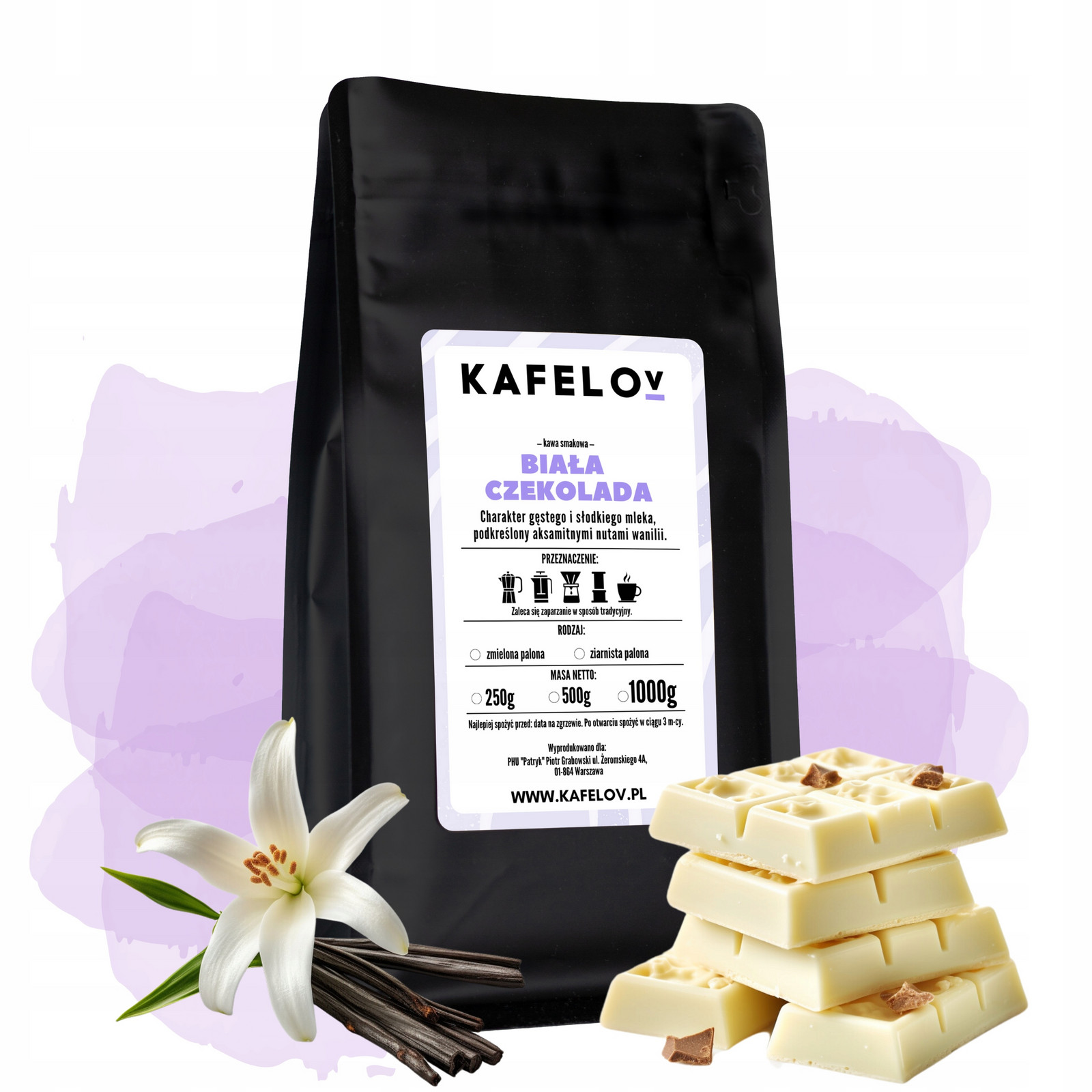 Káva ochucená mletá 1kg Bílá Čokoláda