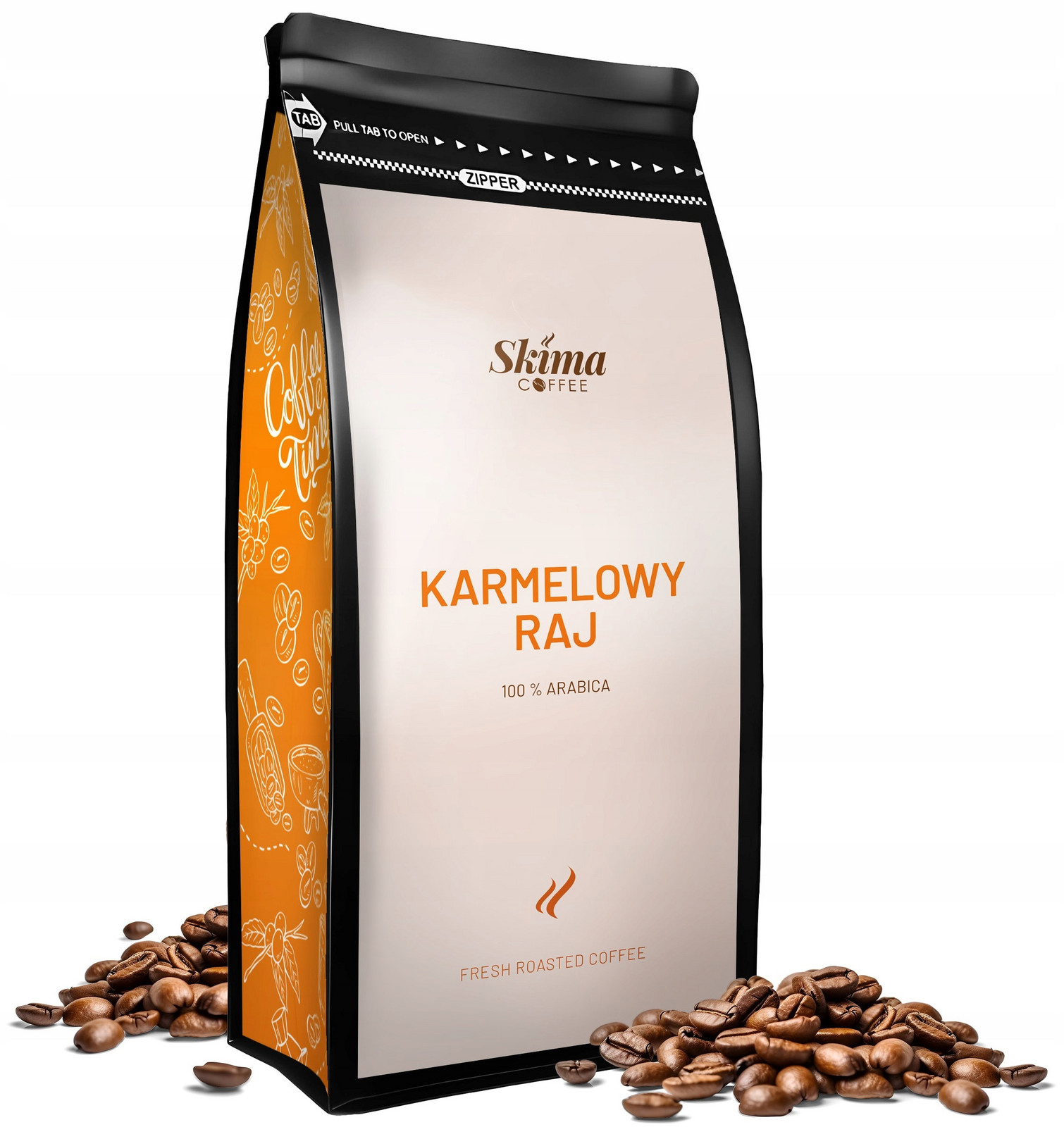 Káva zrnková 1kg Karamelový Ráj 100% Arabica Čerstvá do kávovaru Dárek
