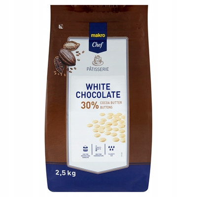 Čokoláda bílé hrášky 2,5 kg Makro Chef