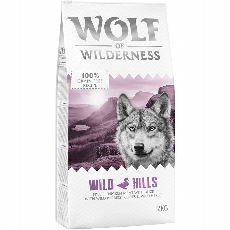 Suché krmivo Wolf of Wilderness Adult „Wild Hills“, kachna 12 kg