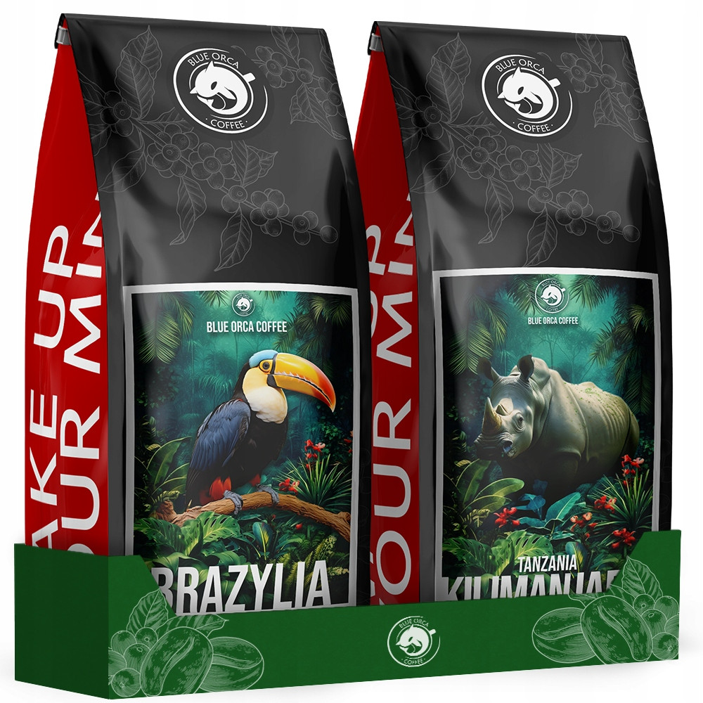 Káva Zrnková 2x1KG Brazil+tanzania 100%ARABICA Čerstvě pražená-BLUE Orca