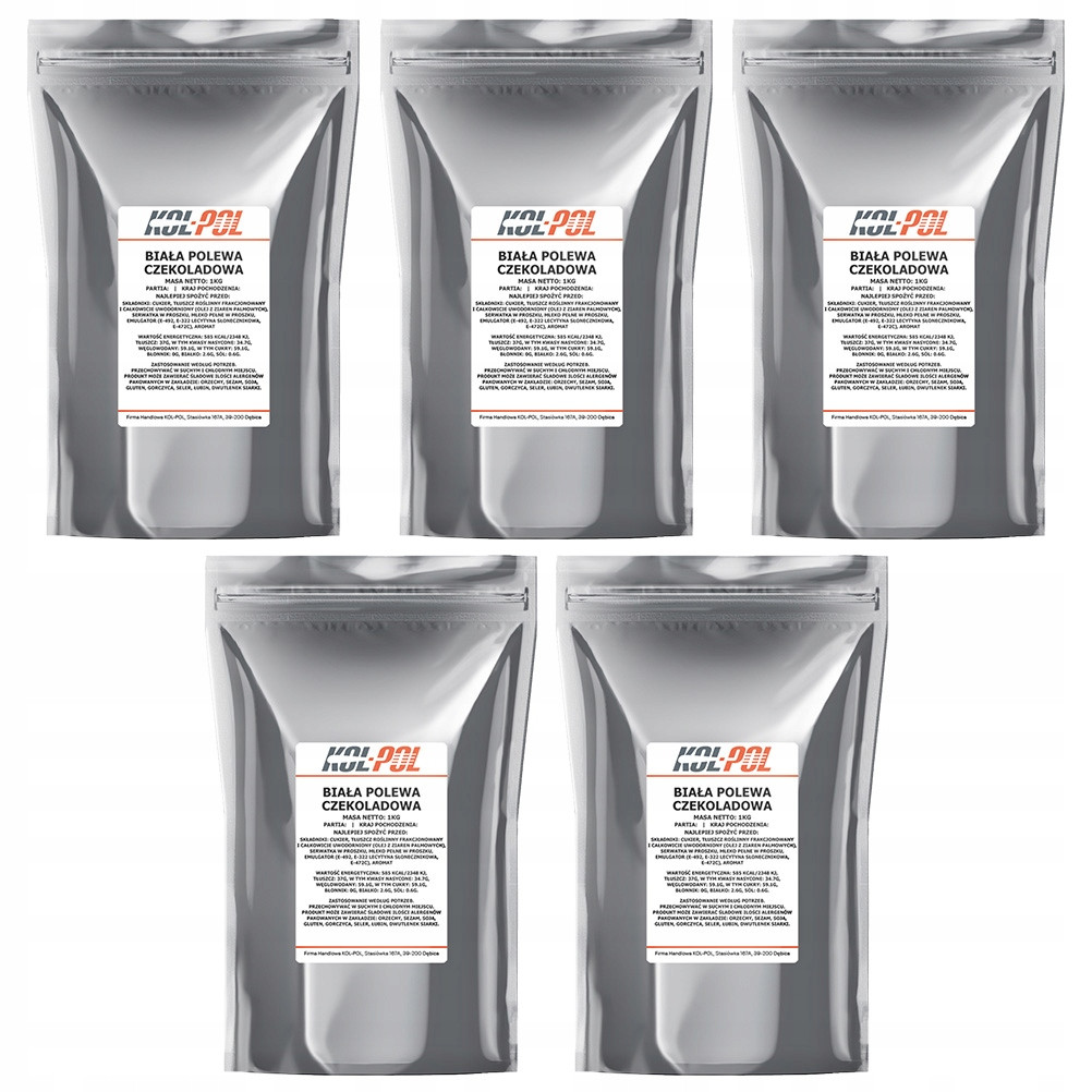 Čokoládová poleva Bílá 5kg Na rozpouštění Kruhy na dezerty Kol-Pol