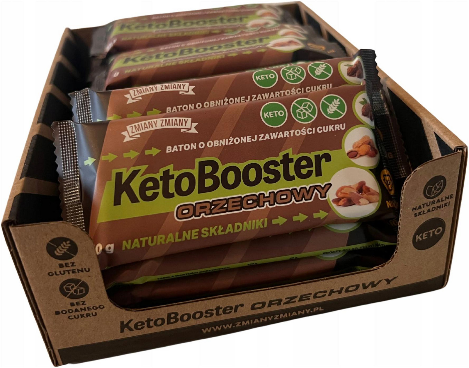 Karton 20 x tyčinka bez cukru 40 g přírodní peanut fit ořech KetoBooster