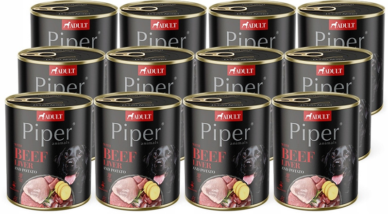 Krmivo mokré pro psy Piper Dolina Noteci hovězí játra a brambory 12x800g