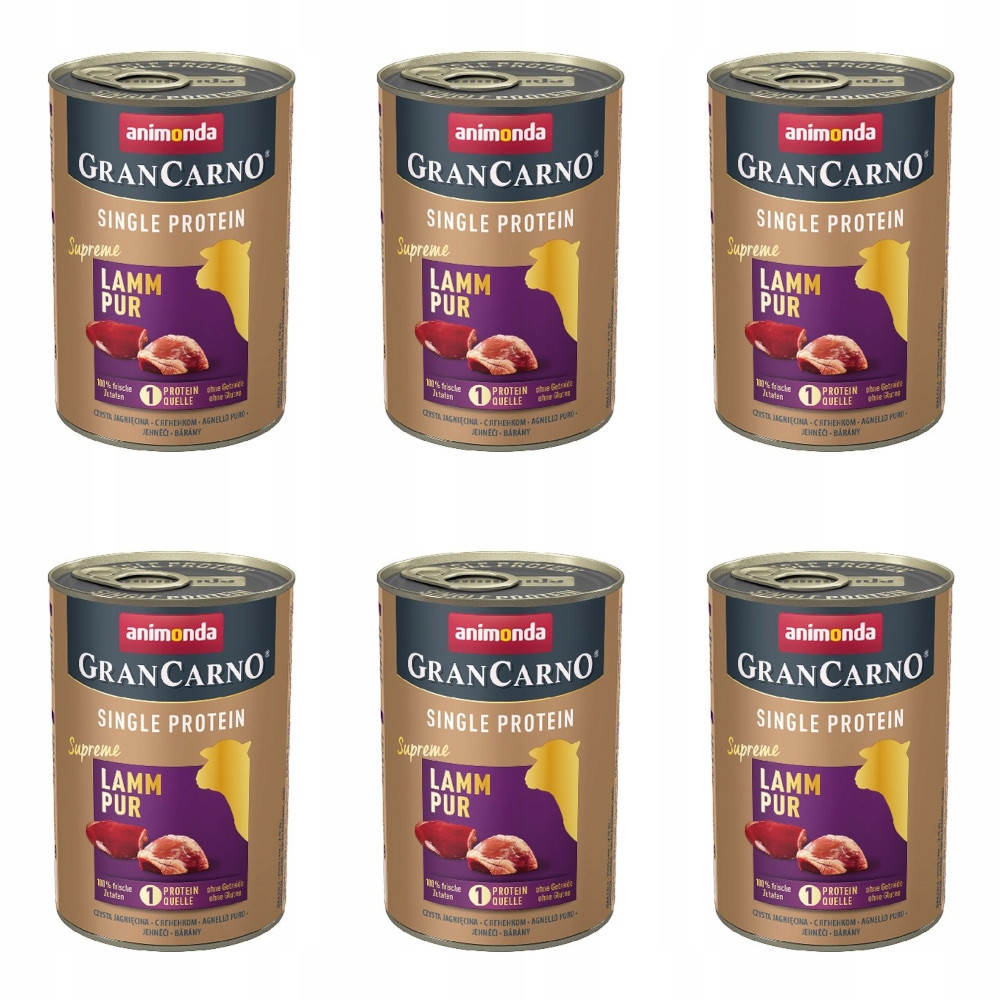 Animonda GranCarno Protein jehněčí konzerva vlhké krmivo pro psy 6 x 400 g