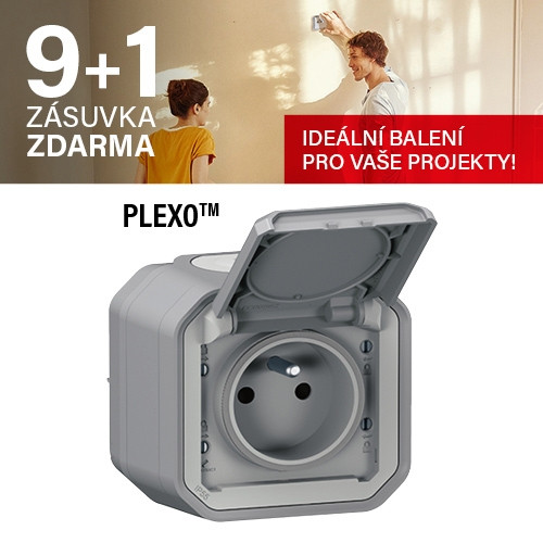 Legrand Plexo IP55 venkovní zásuvka 16A šedá komplet pro povrchovou montáž 069731L akce 9+1