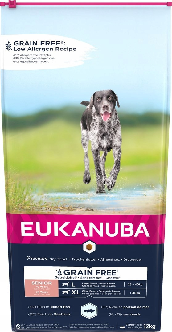 Eukanuba Senior Large Breed Grain Free mořské ryby - 12 kg