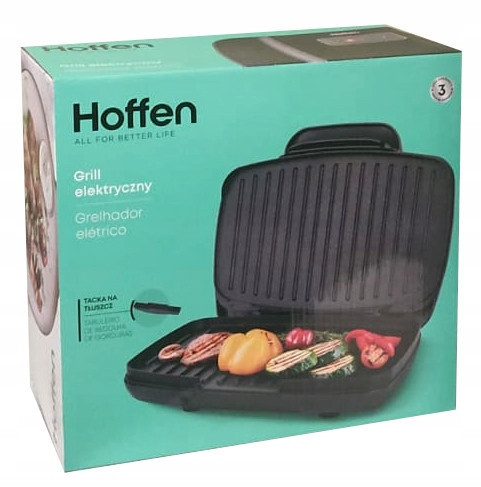 Kontaktní elektrický gril Hoffen 1100 W, oboustranné opékání pokrmů